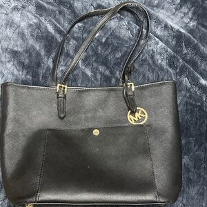 Michael Kors Black Tote with Gold Accents